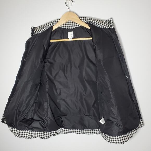 J Jill Black & White micro checkered down filled puffer vest Size Small Petite - Picture 9 of 14
